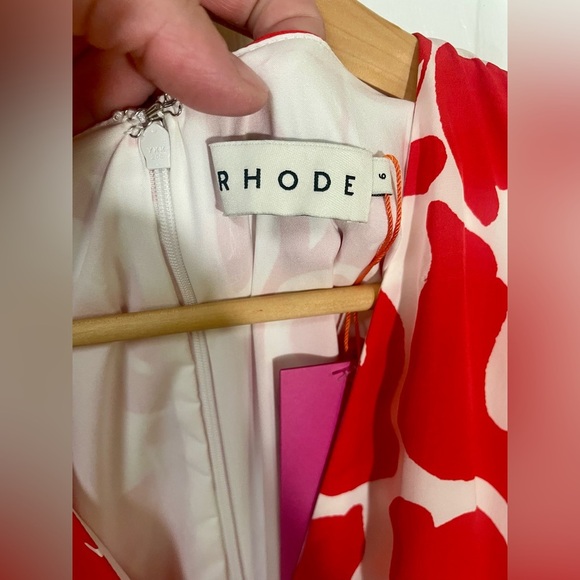 Rhode Dress Ina Midi Size 6 New NWT Red Caspian $450 Retail Tuckernuck Revolve - Picture 5 of 15